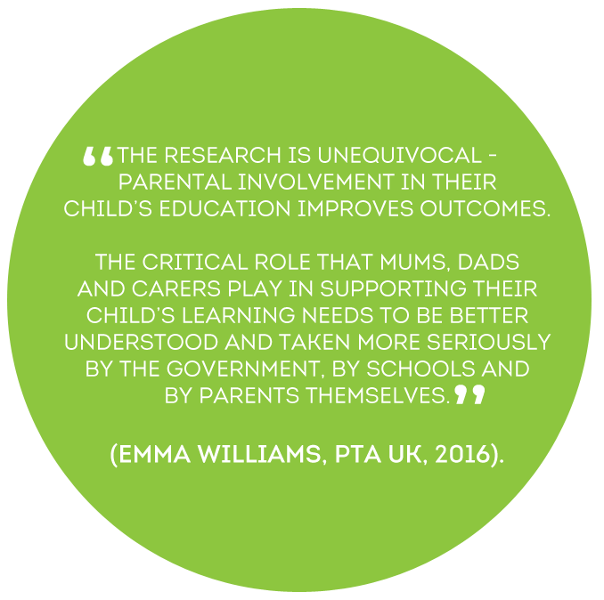 The Research is unequivocal – parental involvement in their child’s education improves outcomes - Emma Williams, PTA UK, 2016